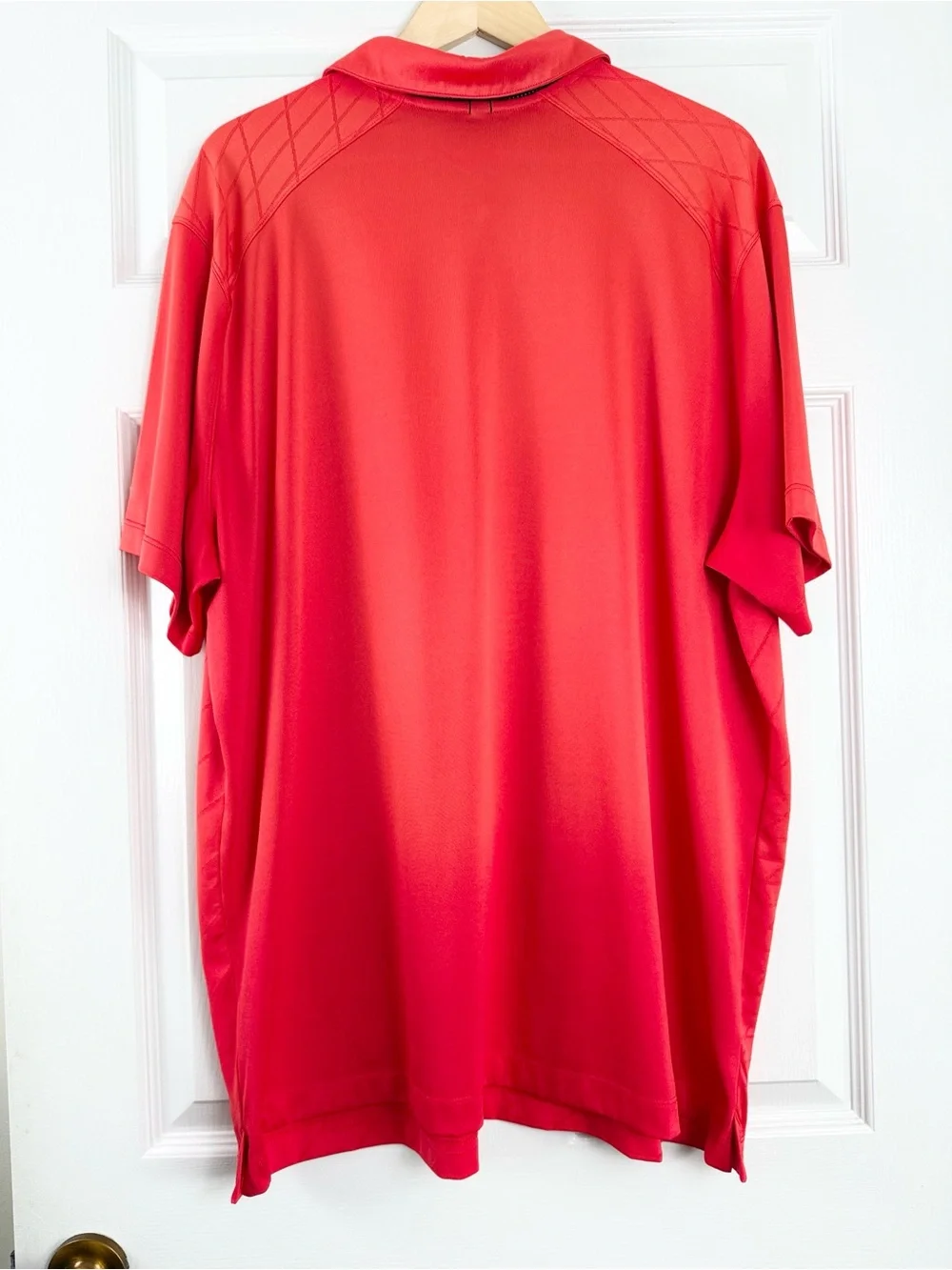 Nike Golf Dri-Fit Coral Red Polo with Subtle Diagonal Texture 2X